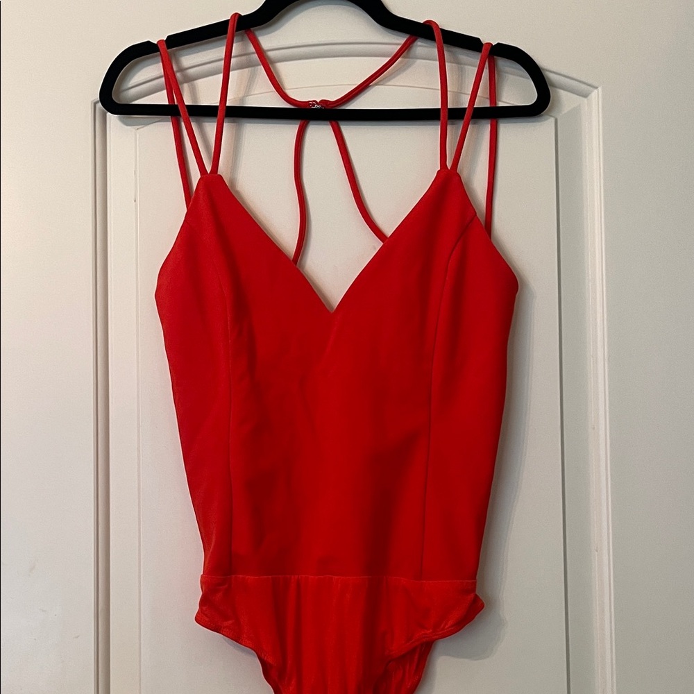 Lulu's Bright Red Strappy Women’s Bodysuit XL